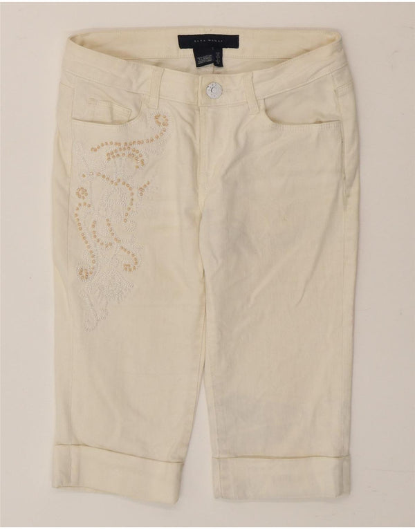 Pantaloncini casual da donna Zara EU 36 XS W26 Cotone Paisley bianco
