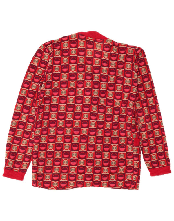 Maglione cardigan da donna Giovannozzi UK 18 XL Rosso geometrico