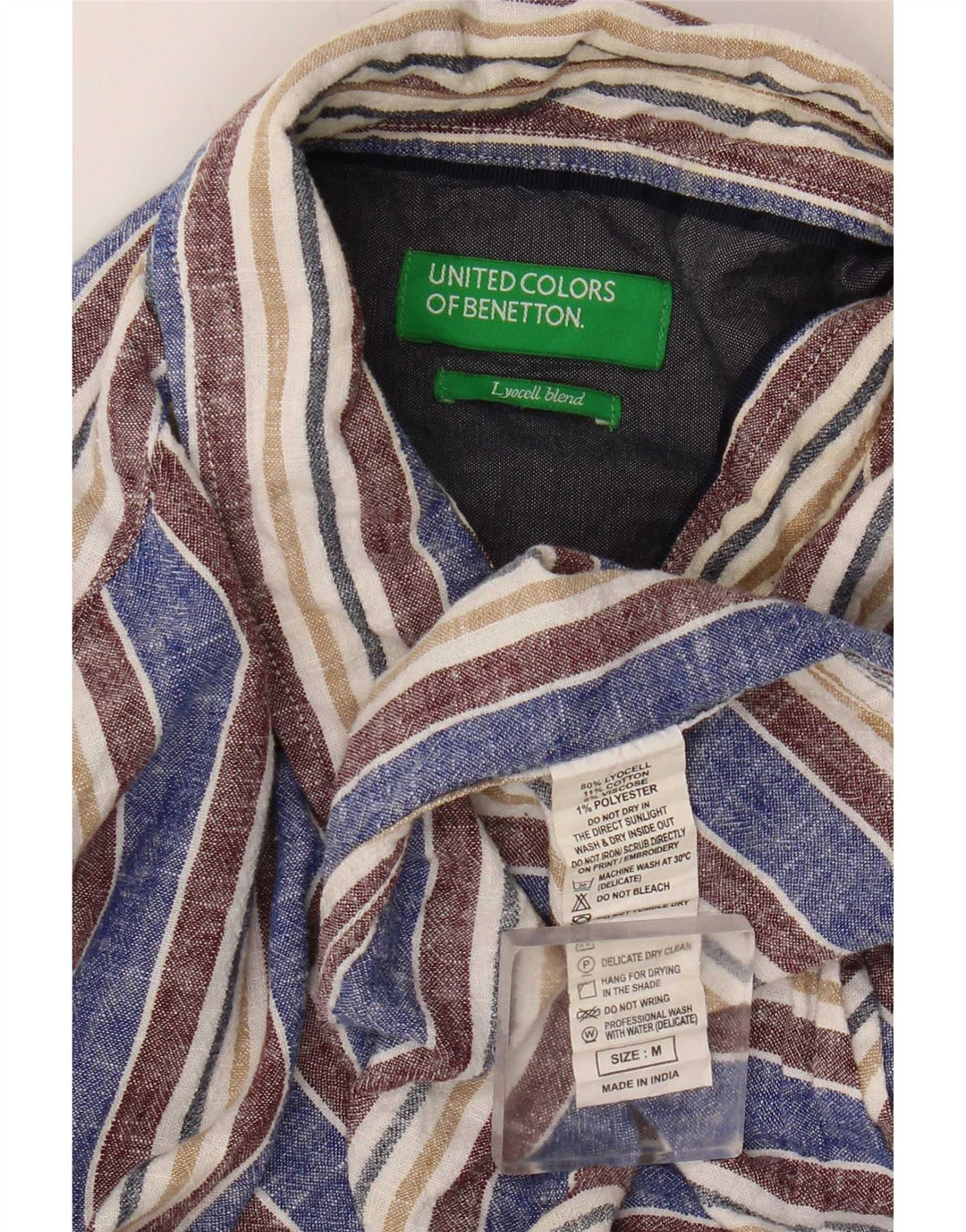 Camicia Benetton da uomo in Lyocell a righe blu medio