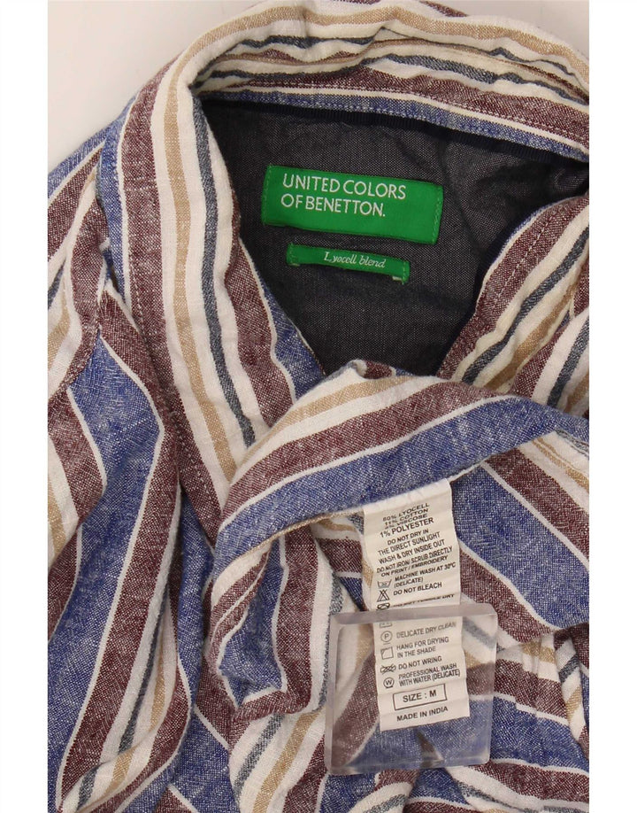 Camicia Benetton da uomo in Lyocell a righe blu medio