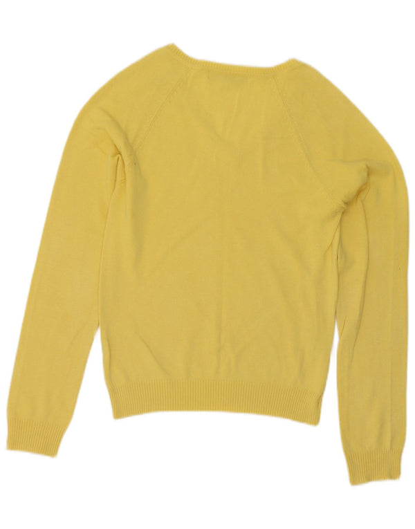 Maglione maglione con scollo a V da donna Zara UK 12 cotone giallo medio