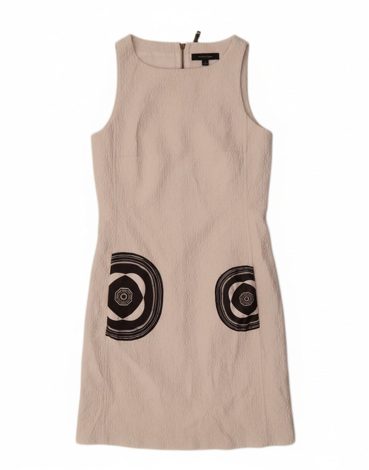 DESIGUAL Womens Sleeveless Sheath Dress EU 38 Medium White Geometric