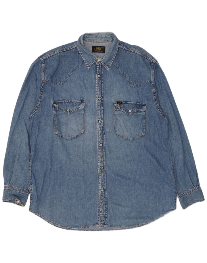 Camicia di jeans da uomo Lee XL in cotone blu