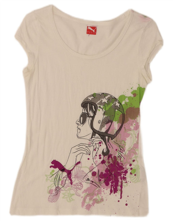 T-shirt grafica regolare da donna Puma UK 10 piccola bianca