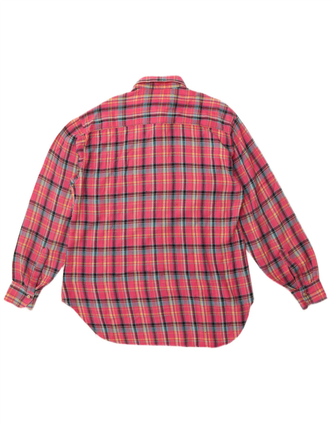 Camicia in flanella lunga da donna Benetton UK 14 cotone a quadri rosa grande