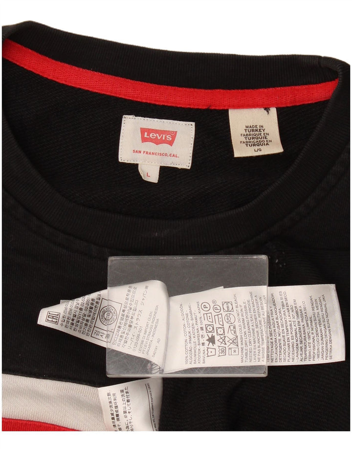 Levi's Felpa con grafica da uomo Maglione grande in cotone color block nero