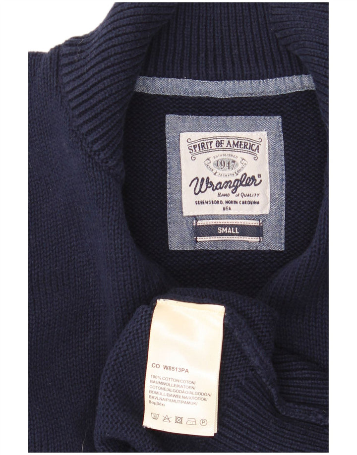 Maglione da uomo con collo con zip Wrangler piccolo in cotone blu navy