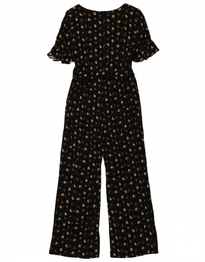 Tuta da donna a maniche corte Oasis UK 14 media nera floreale