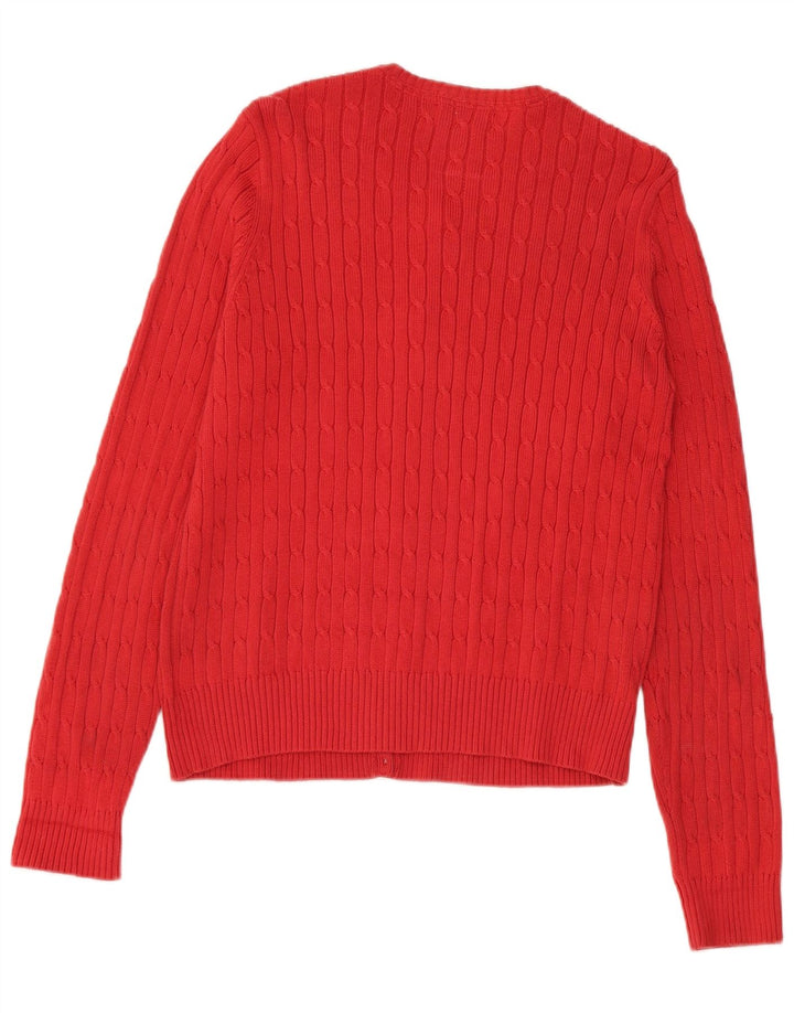 Maglione cardigan elasticizzato da donna Eddie Bauer UK 14 Cotone rosso medio