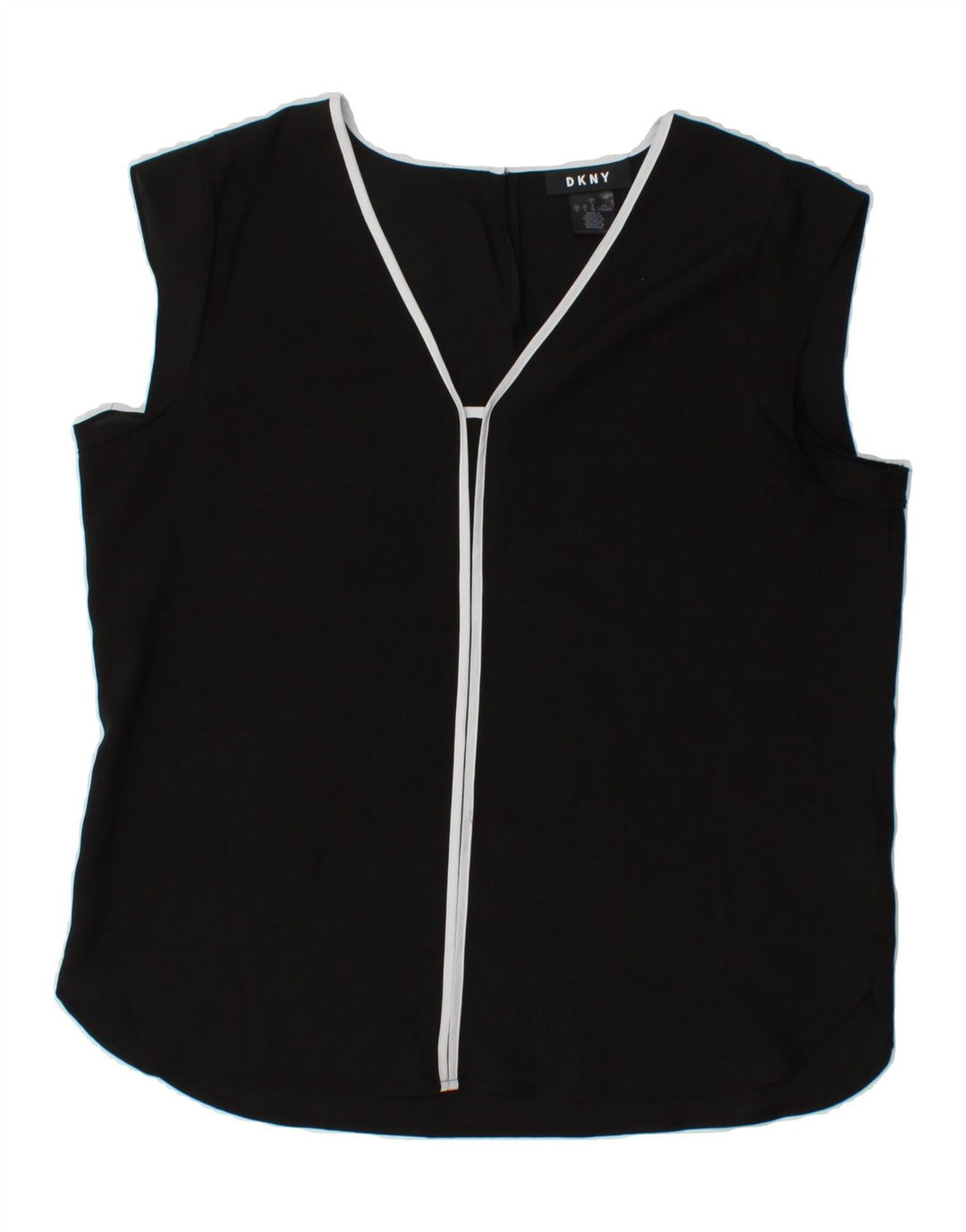 DKNY Womens Sleeveless Blouse Top UK 18 XL Black Polyester Vintage Dkny and Second-Hand Dkny from Messina Hembry 