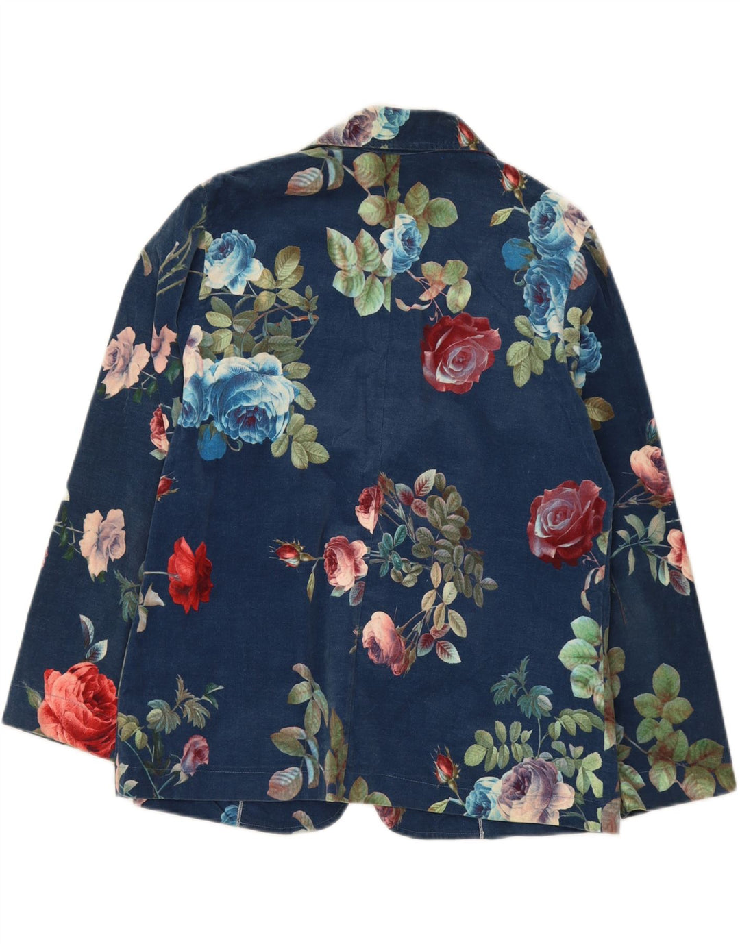 VINTAGE Womens 3 Button Blazer Jacket IT 48 XL Navy Blue Floral Vintage Vintage and Second-Hand Vintage from Messina Hembry 