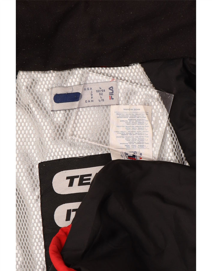 Giacca a vento con cappuccio da uomo Fila UK 40 Large Red Colourblock in poliammide