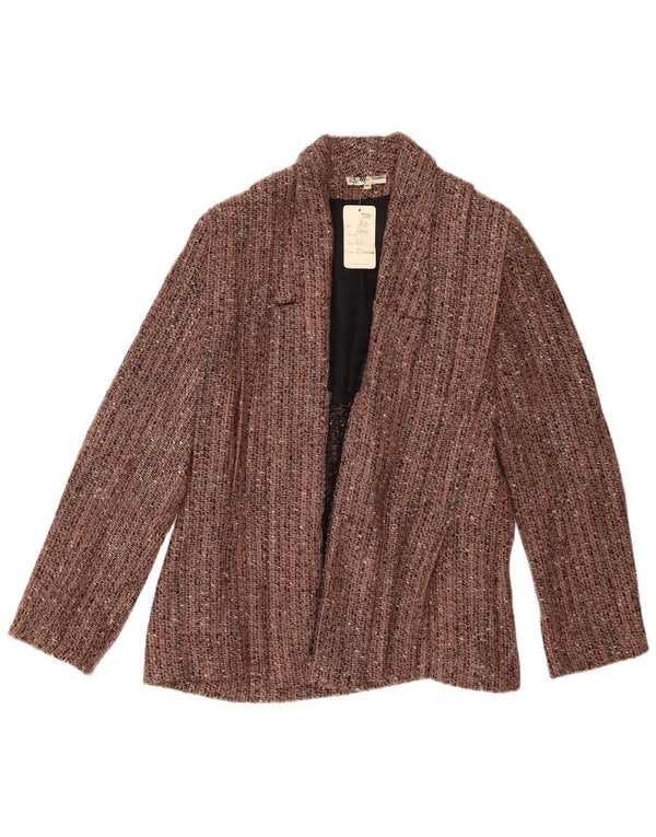 Giacca blazer aperta da donna Michelle IT 46 grande lana screziata marrone