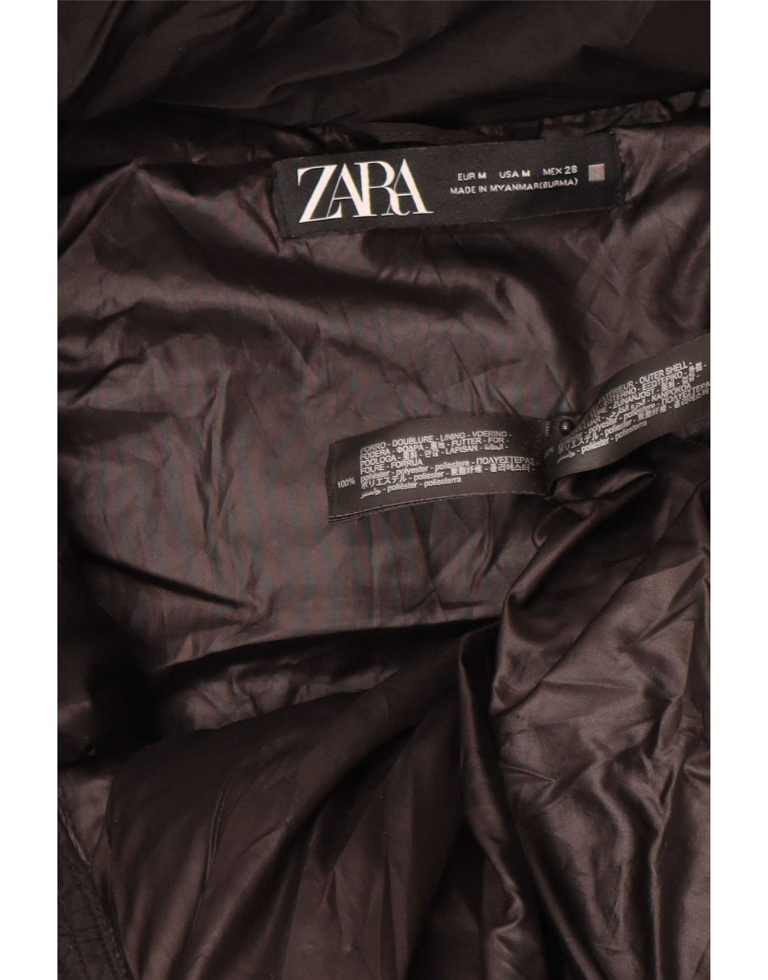 Cappotto imbottito oversize con cappuccio da uomo Zara UK 14 poliestere nero medio