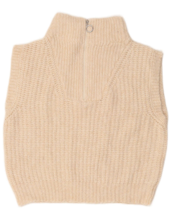 Canotta Marks & Spencer per ragazze con zip e collo 13-14 anni in acrilico bianco sporco