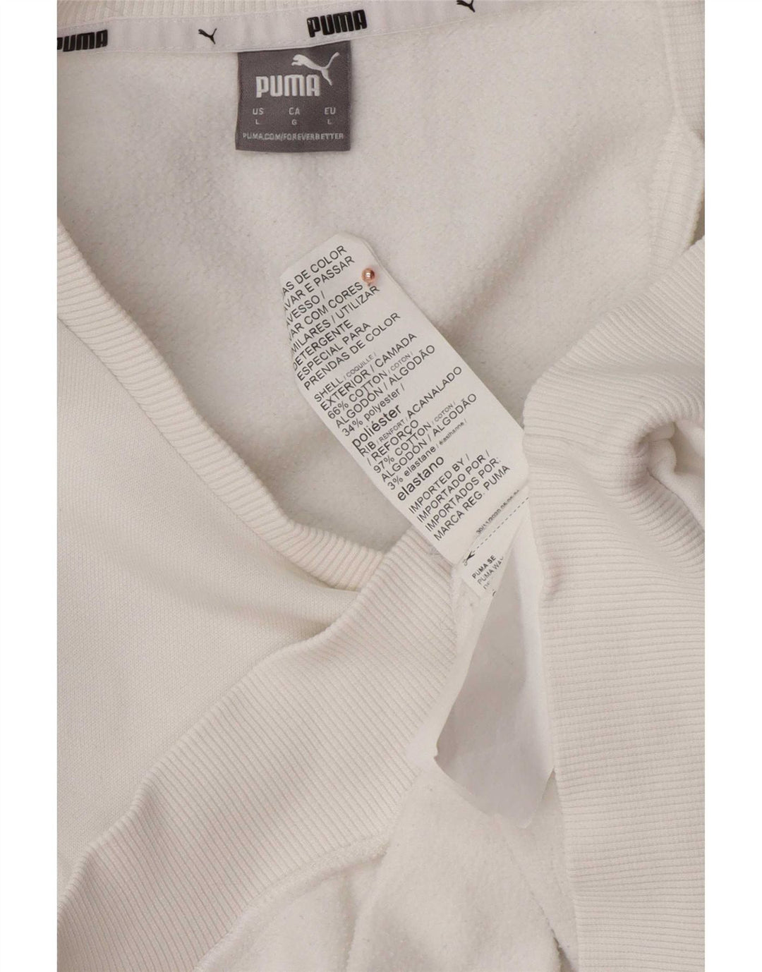 Felpa grafica da donna Puma Jumper UK 16 Large White Cotton
