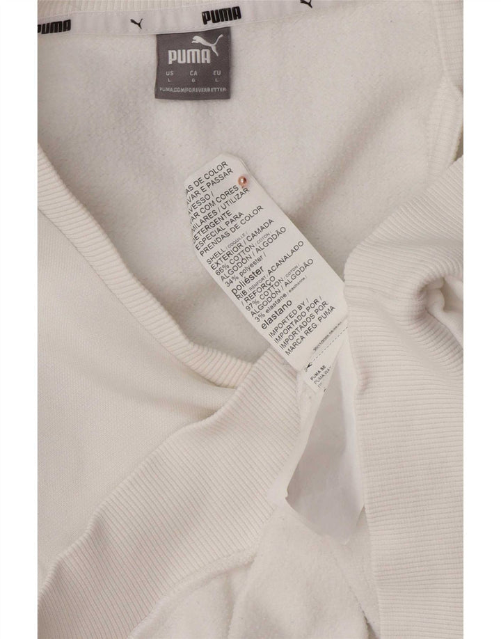 Felpa grafica da donna Puma Jumper UK 16 Large White Cotton