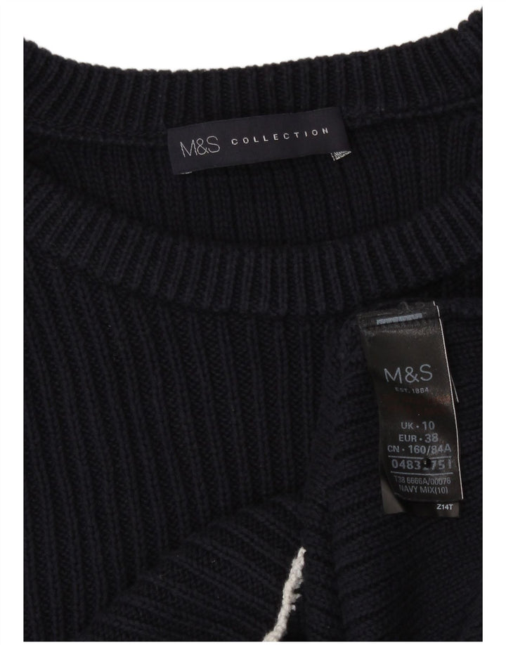 Maglione maglione girocollo da donna Marks & Spencer UK 10 piccolo blu navy