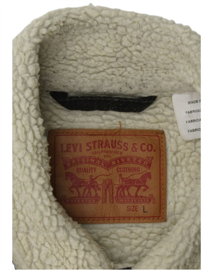 Giacca Sherpa da uomo Levi's UK 40 grande cotone chiazzato grigio