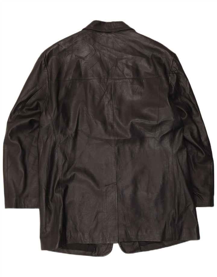 Giacca blazer in pelle da uomo a 3 bottoni Johns And Son IT 56 3XL Pelle nera