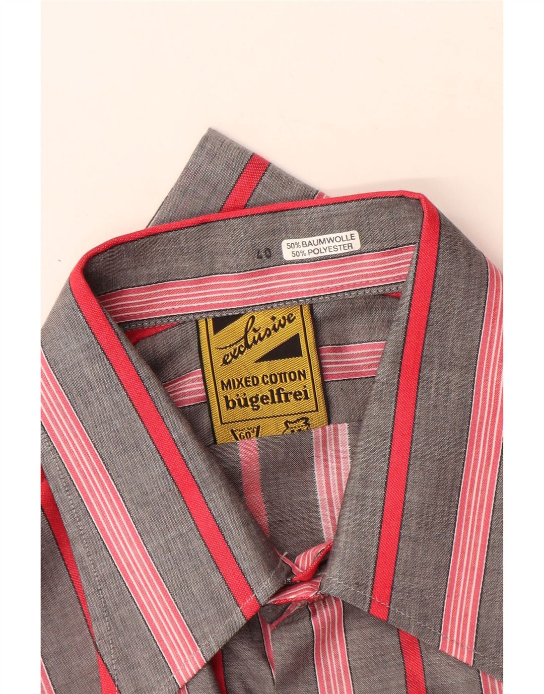 Camicia da uomo Bugelfrei taglia 40 cotone a righe grigio medio