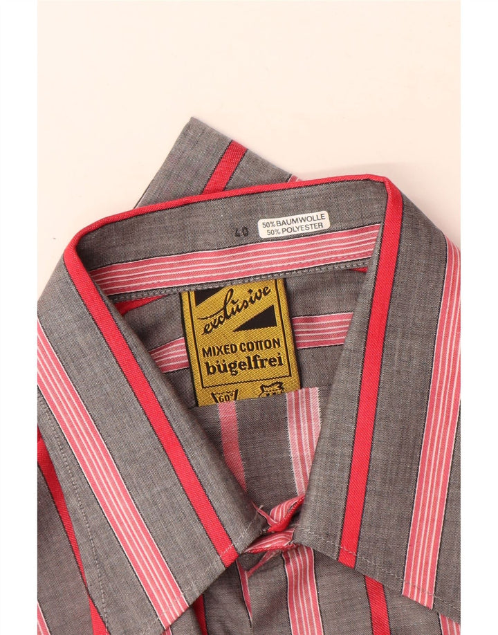 Camicia da uomo Bugelfrei taglia 40 cotone a righe grigio medio