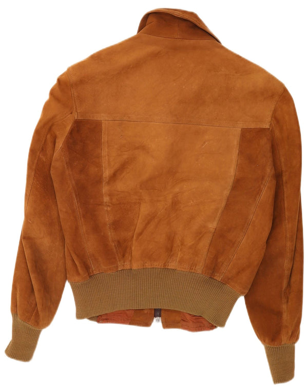 Giubbotto bomber in pelle scamosciata vintage da uomo UK 38 Marrone medio
