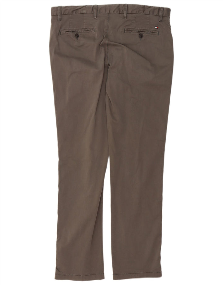 TOMMY HILFIGER Pantaloni chino slim da uomo W36 L32 cotone grigio