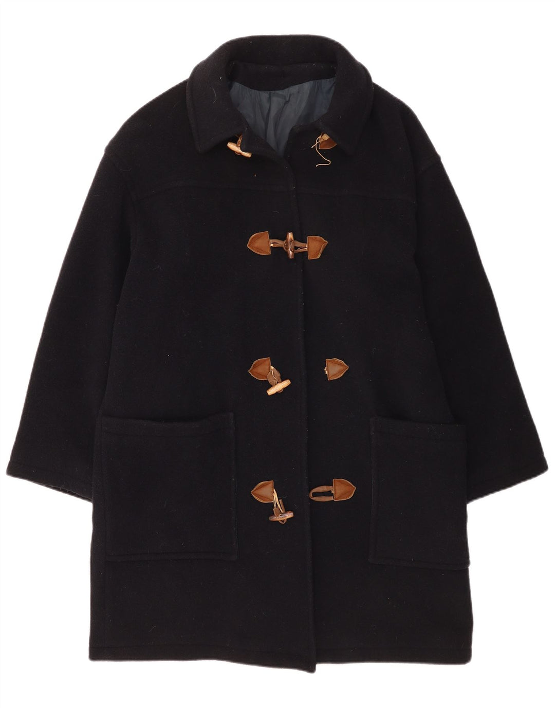 Montgomery oversize da donna vintage UK 14 medio in lana blu navy