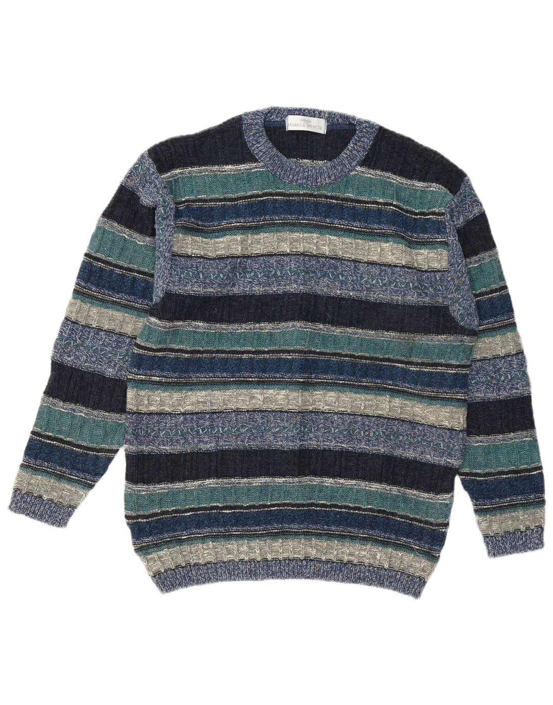 Marks & Spencer Maglione maglione girocollo da uomo St. Michael piccolo blu