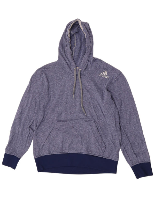 Felpa con cappuccio da donna Adidas UK 14 Poliestere screziato blu medio