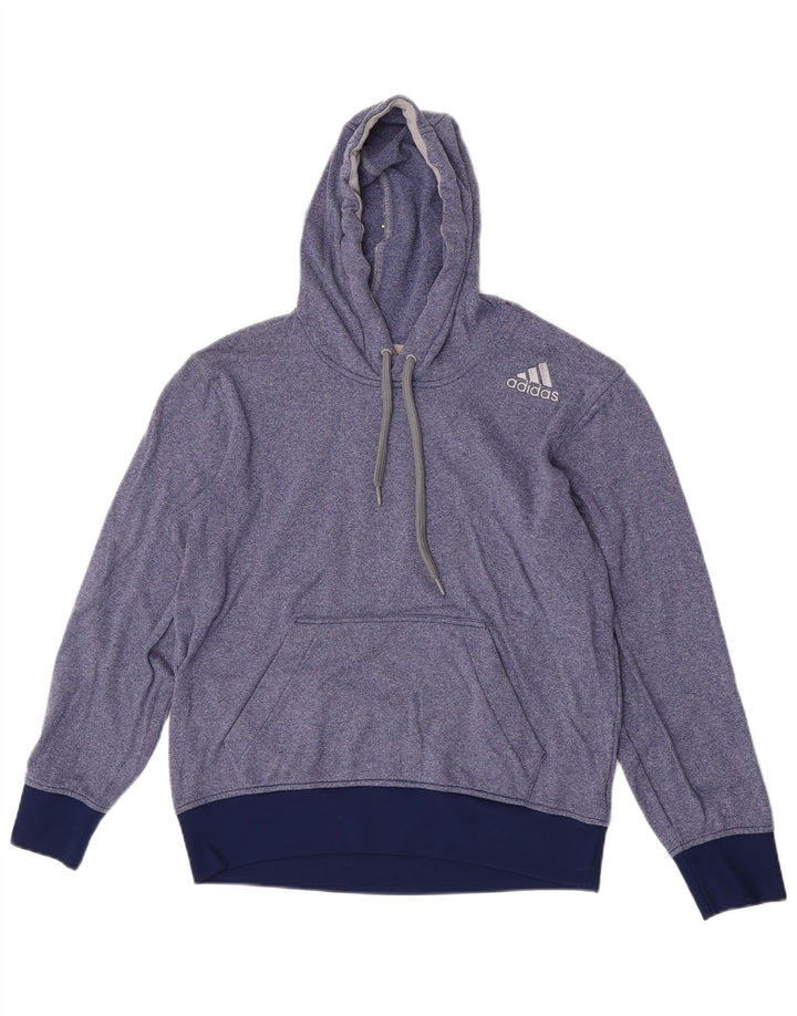 Felpa con cappuccio da donna Adidas UK 14 Poliestere screziato blu medio
