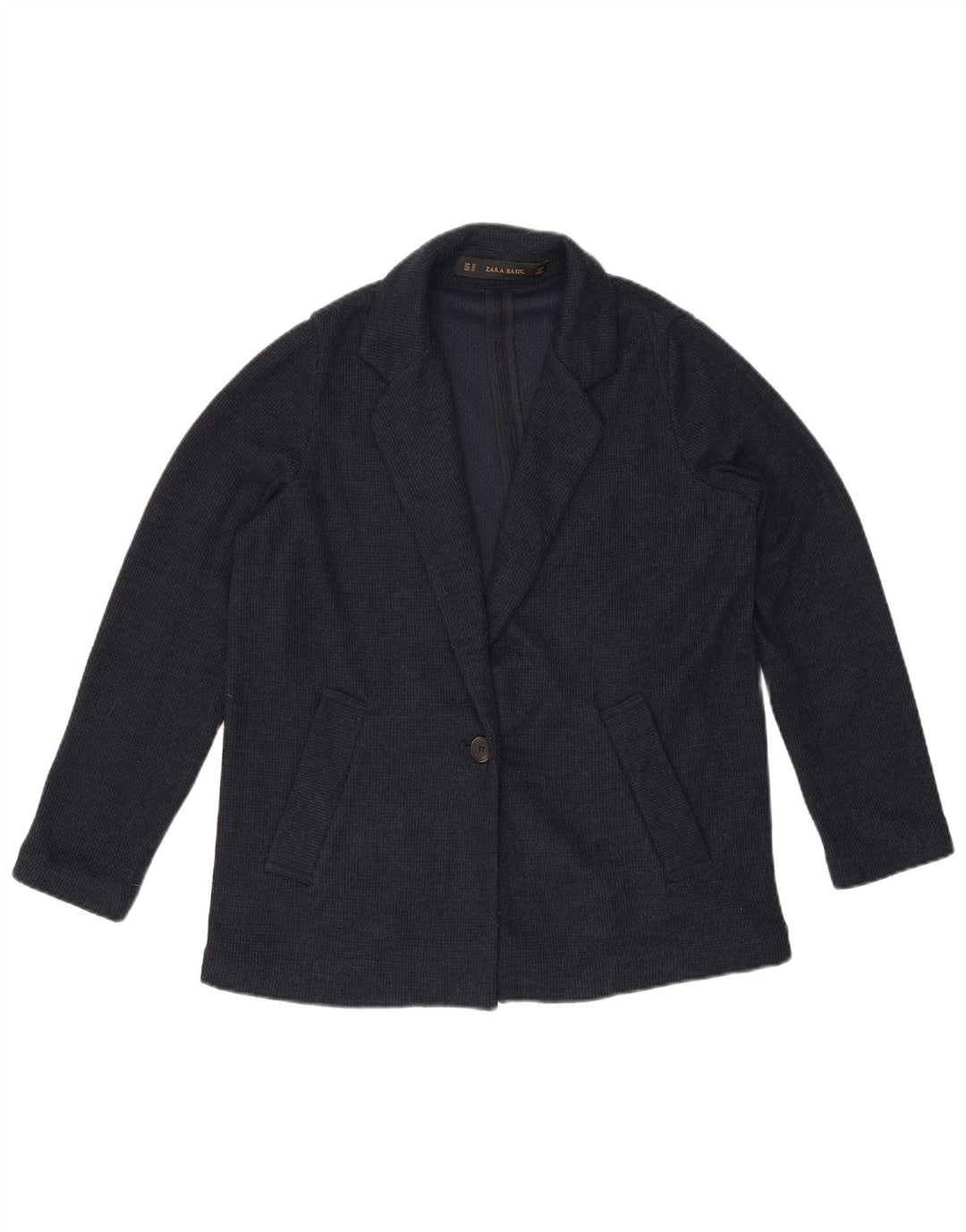 Giacca blazer oversize a 1 bottone da donna Zara UK 6 XS poliestere blu navy