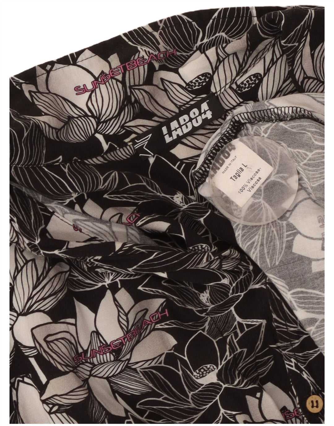 Camicia vintage da uomo a maniche corte grande floreale nera