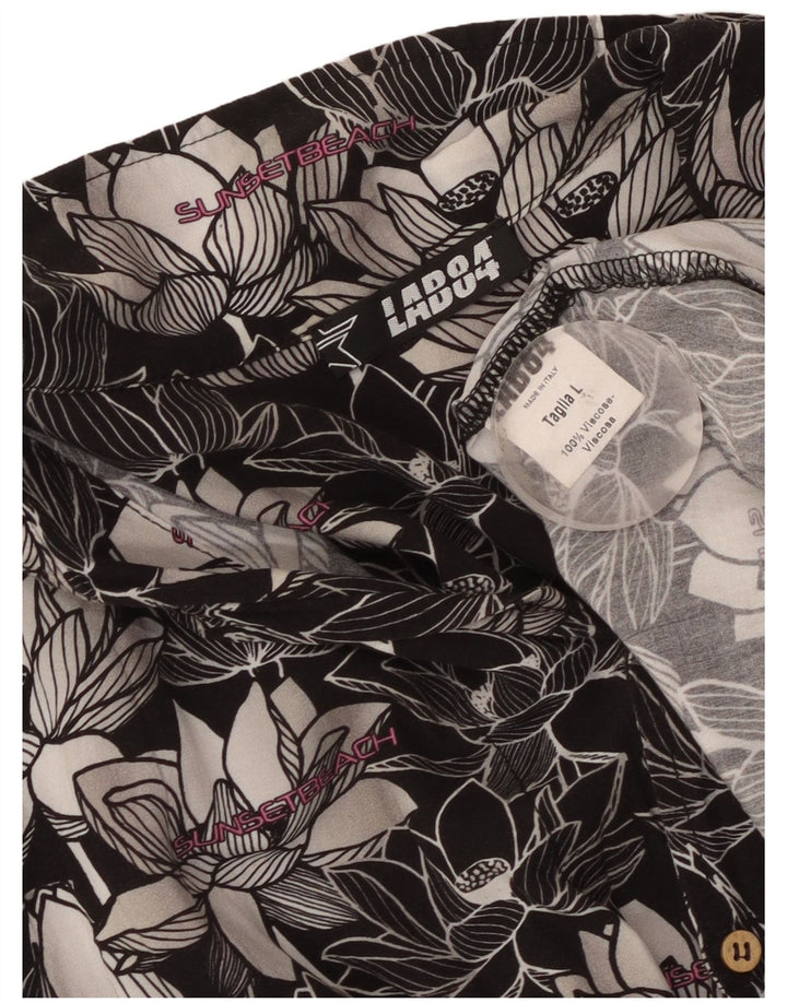Camicia vintage da uomo a maniche corte grande floreale nera