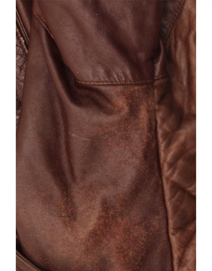 Giacca in pelle oversize da donna vintage EU 38 in pelle marrone medio