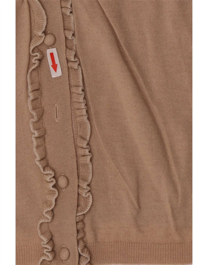 Maglia Cardigan Donna con Volant Frontale Elisabetta Franchi IT 44 Beige Medio