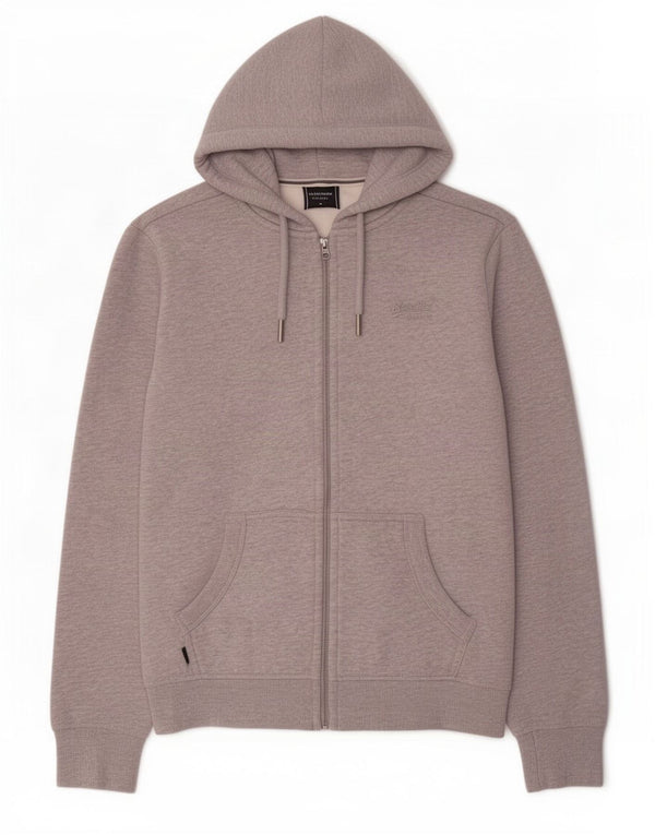 Maglione con cappuccio e zip da uomo Superdry piccolo in cotone grigio