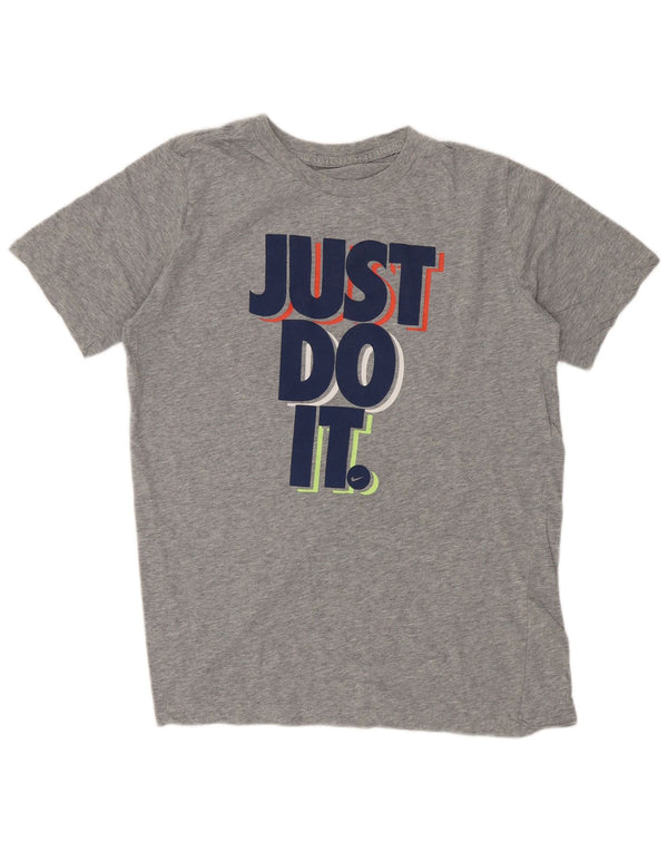 T-shirt grafica da ragazzo Nike Top 13-14 anni XL in cotone grigio
