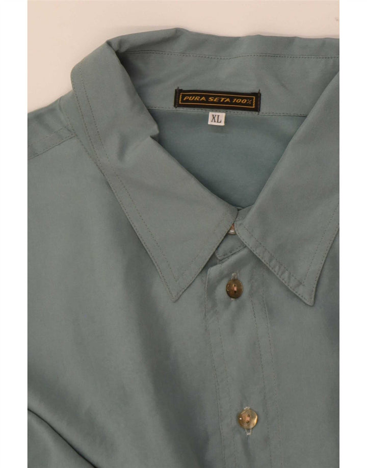 Camicia vintage da uomo XL in seta verde