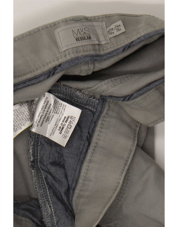Pantaloni casual regolari dritti da uomo Marks & Spencer W36 L29 cotone grigio