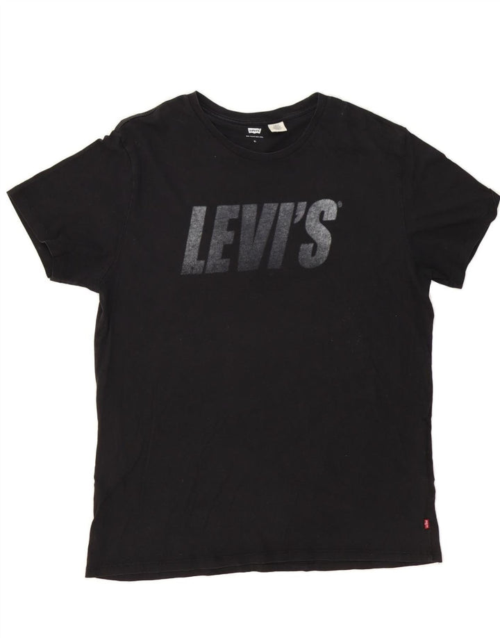 LEVI'S Mens Graphic T-Shirt Top XL Black Cotton Vintage Levi's and Second-Hand Levi's from Messina Hembry 