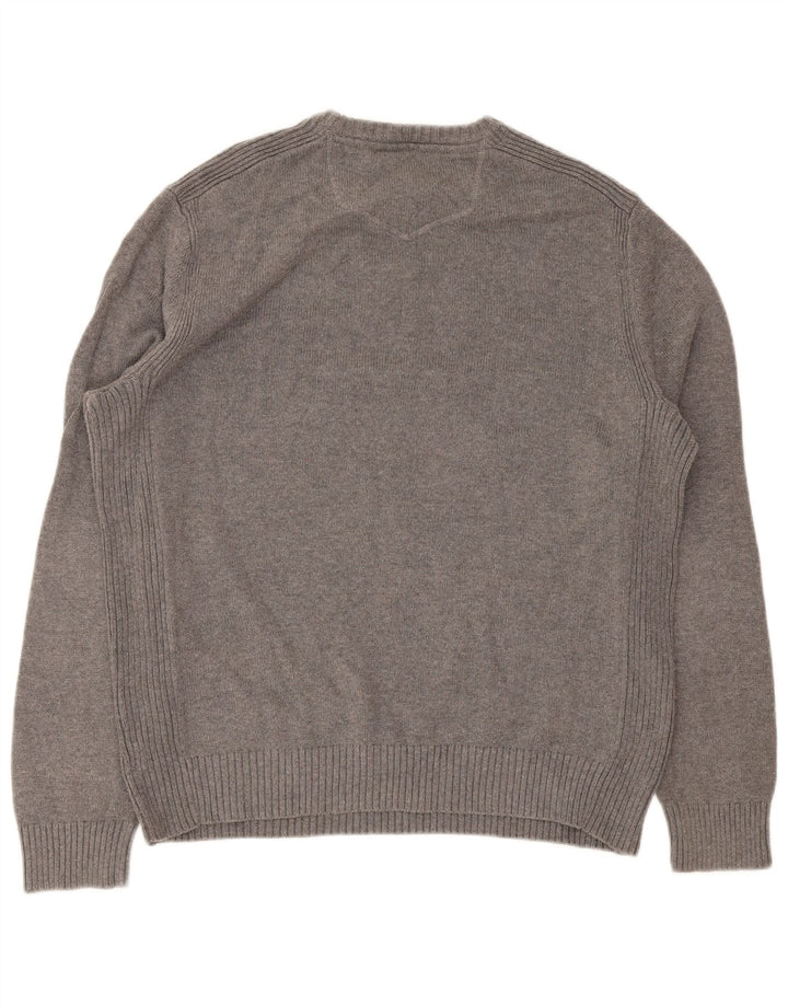 Maglione maglione girocollo da uomo Eddie Bauer grande cotone grigio