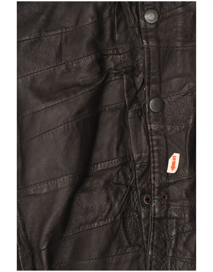 Giacca in pelle vintage da uomo a maniche corte UK 40 grande nera