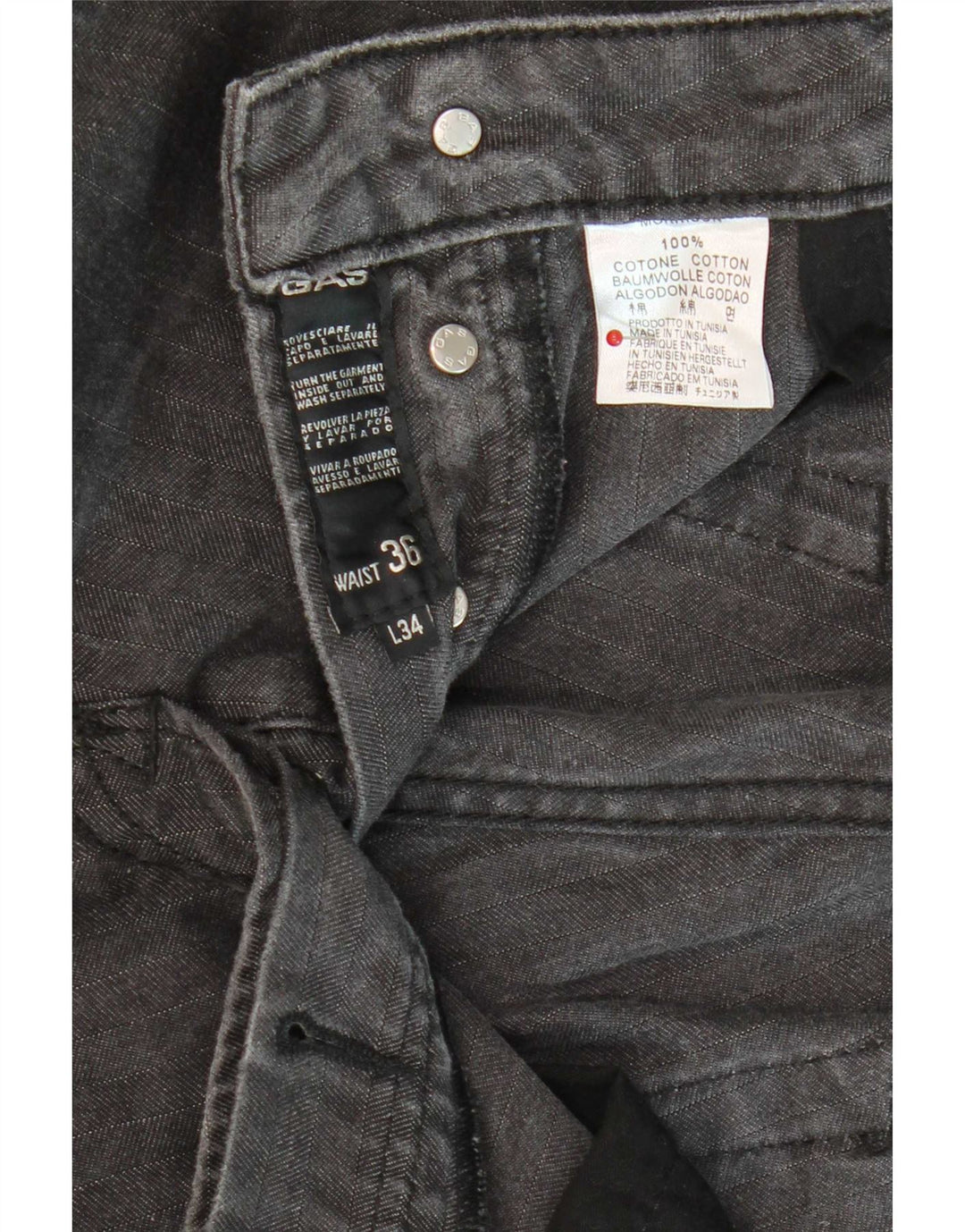 Jeans dritti da uomo Gas W36 L29 cotone grigio