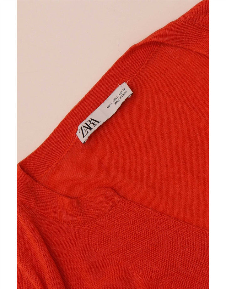 Maglione oversize con scollo a V da donna Zara UK 16 Large Arancione