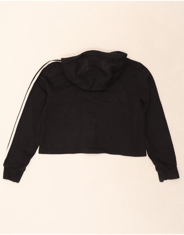 Adidas Girls Hoodie Jumper 14-15 Years Black Colourblock Cotton