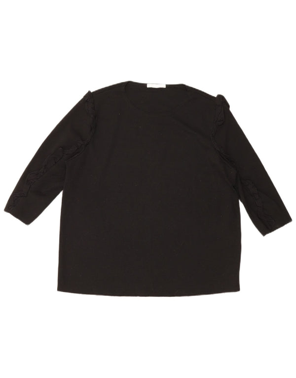 Top Zara da donna manica 3/4 UK 16 grande cotone nero