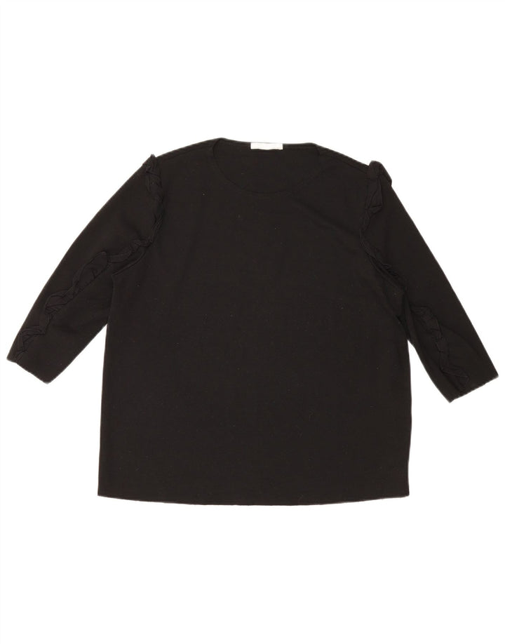 Top Zara da donna manica 3/4 UK 16 grande cotone nero