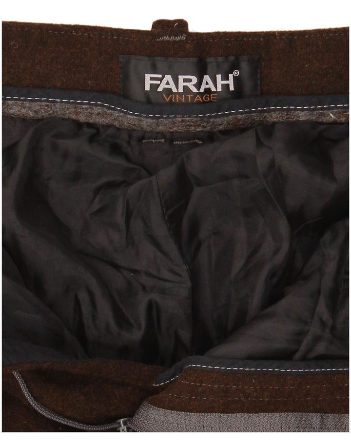 FARAH Pantaloni da Abito Dritti da Uomo W34 L26 Lana Marrone